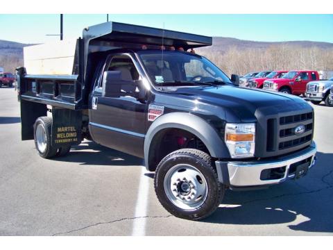 Black Ford F550 Super Duty XL Regular Cab 4x4 Dump Truck.  Click to enlarge.