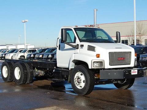 Summit White GMC C Series Topkick C8500 Regular Cab Twin Axle Chassis.  Click to enlarge.