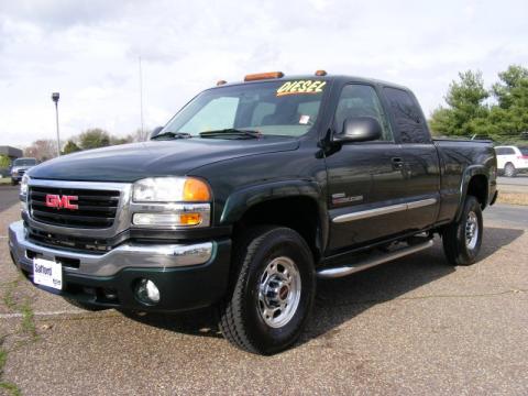 Woodland Green Metallic GMC Sierra 2500HD SLT Extended Cab 4x4.  Click to enlarge.