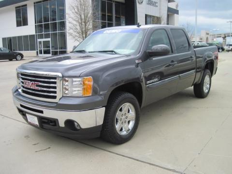 Storm Gray Metallic GMC Sierra 1500 SLT Crew Cab 4x4.  Click to enlarge.