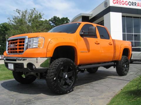 Custom Orange GMC Sierra 2500HD Z71 Crew Cab 4x4.  Click to enlarge.