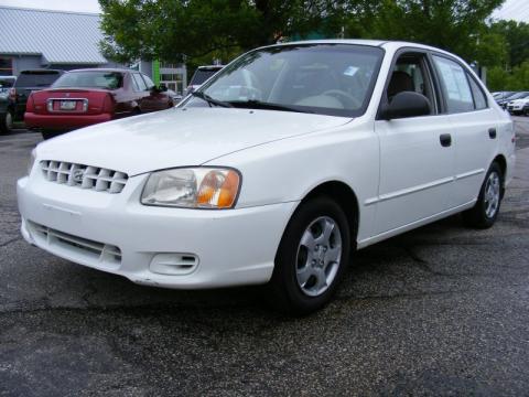 Hyundai Accent 2002 White. Noble White 2002 Hyundai Accent GL Sedan with Beige interior Noble White Hyundai Accent GL Sedan. Click to enlarge.