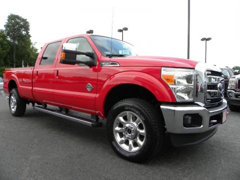 Vermillion Red Ford F350 Super Duty Lariat Crew Cab 4x4.  Click to enlarge.