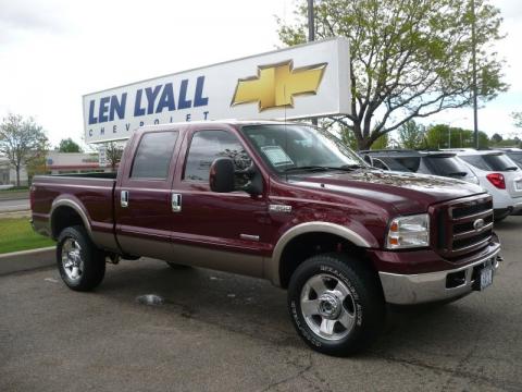Dark Toreador Red Metallic Ford F350 Super Duty Lariat Crew Cab 4x4.  Click to enlarge.