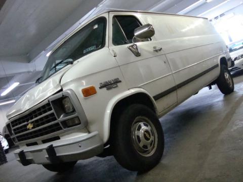 White Chevrolet Chevy Van G30 Cargo.  Click to enlarge.