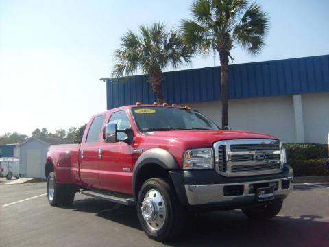 Red Ford F550 Super Duty Lariat Crew Cab Dually.  Click to enlarge.