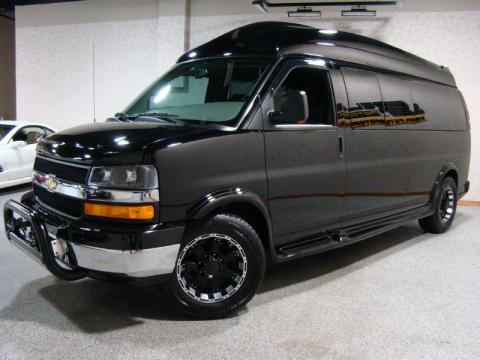 Black Chevrolet Express 2500 Extended Passenger Conversion.  Click to enlarge.