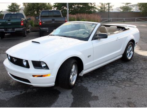 Performance White Ford Mustang GT Premium Convertible.  Click to enlarge.