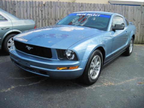 Windveil Blue Metallic Ford Mustang V6 Deluxe Coupe.  Click to enlarge.