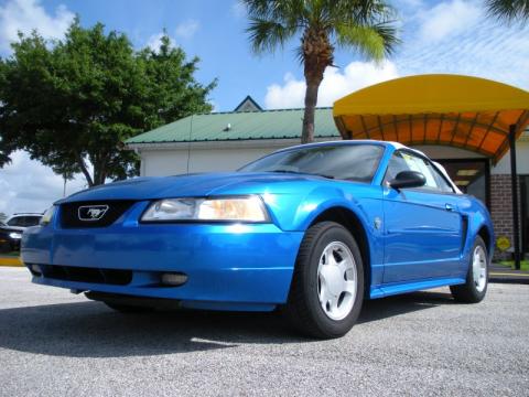 Atlantic Blue Metallic Ford Mustang V6 Convertible.  Click to enlarge.