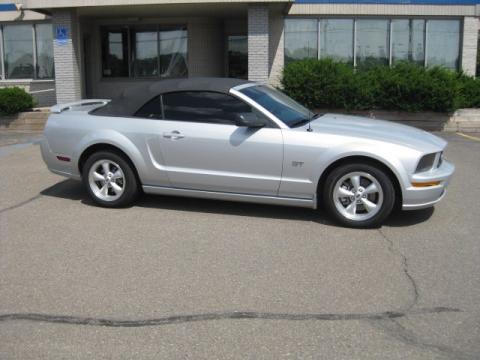 Satin Silver Metallic Ford Mustang GT Premium Convertible.  Click to enlarge.