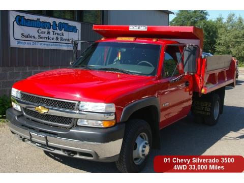 Victory Red Chevrolet Silverado 3500 Regular Cab 4x4 Chassis Dump Truck.  Click to enlarge.