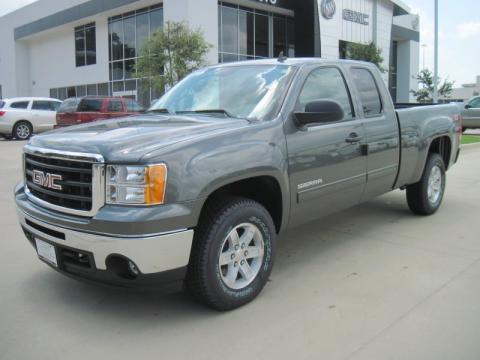 Gray Green Metallic GMC Sierra 1500 SLE Extended Cab 4x4.  Click to enlarge.