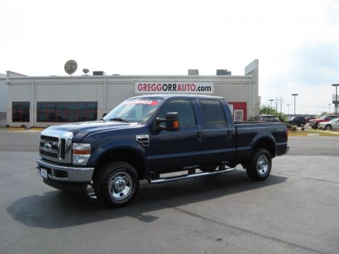 Dark Blue Pearl Metallic Ford F250 Super Duty XLT Crew Cab 4x4.  Click to enlarge.