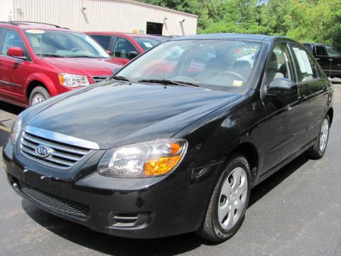Ebony Black Kia Spectra EX Sedan.  Click to enlarge.