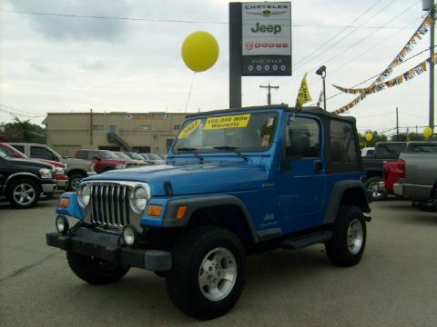 Intense Blue Pearl Jeep Wrangler Sport 4x4.  Click to enlarge.