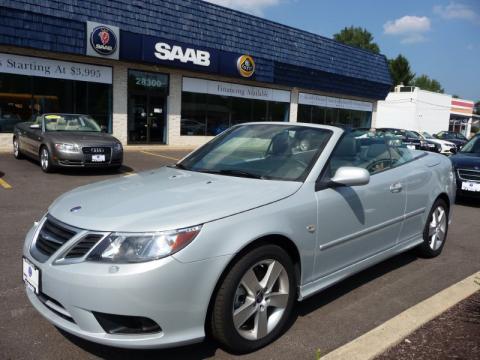 Snow Silver Metallic Saab 9-3 2.0T Convertible.  Click to enlarge.