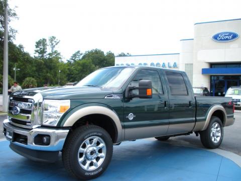 Forest Green Metallic Ford F250 Super Duty Lariat Crew Cab 4x4.  Click to enlarge.