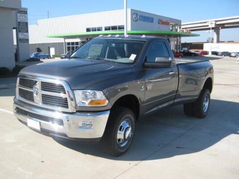 Mineral Gray Metallic Dodge Ram 3500 HD SLT Regular Cab 4x4 Dually.  Click to enlarge.