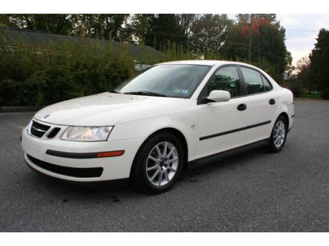 Polar White Saab 9-3 Linear Sedan.  Click to enlarge.