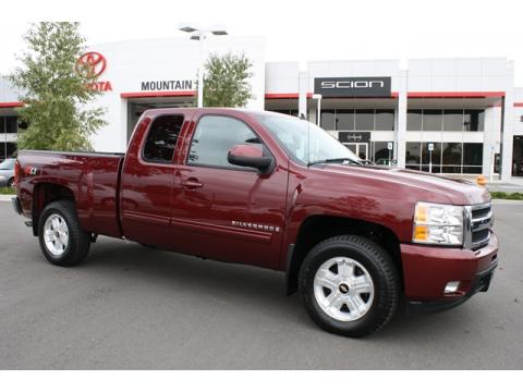 Deep Ruby Red Metallic Chevrolet Silverado 1500 LTZ Extended Cab 4x4.  Click to enlarge.