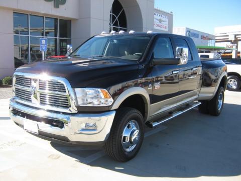 Rugged Brown Pearl Dodge Ram 3500 HD Laramie Mega Cab 4x4 Dually.  Click to enlarge.