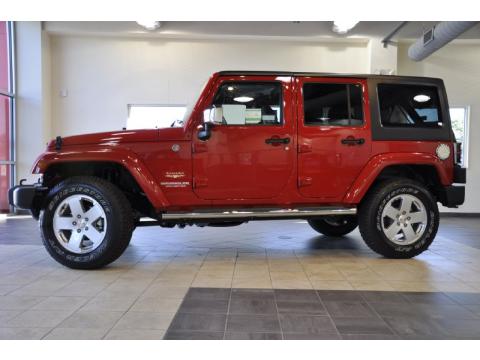 Flame Red 2011 Jeep Wrangler Unlimited Sahara 4x4 with Black interior Flame 