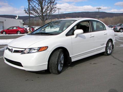 Taffeta White 2008 Honda Civic Si Sedan with Black interior Taffeta White 