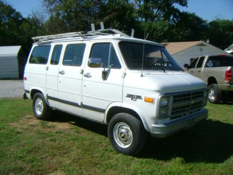 White Chevrolet Chevy Van G10 Cargo.  Click to enlarge.