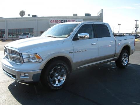 Bright White Dodge Ram 1500 Laramie Crew Cab 4x4.  Click to enlarge.