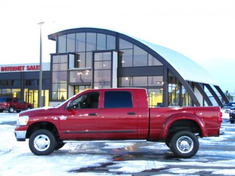 Inferno Red Crystal Pearl Dodge Ram 3500 Laramie Mega Cab 4x4 Dually.  Click to enlarge.