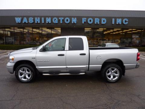 Bright Silver Metallic Dodge Ram 1500 Laramie Quad Cab 4x4.  Click to enlarge.