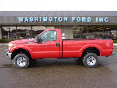 Vermillion Red Ford F350 Super Duty XL Regular Cab 4x4.  Click to enlarge.