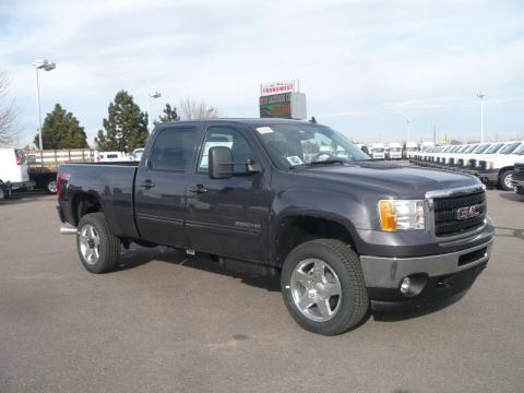 Storm Gray Metallic GMC Sierra 2500HD SLT Crew Cab 4x4.  Click to enlarge.