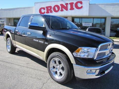 Brilliant Black Crystal Pearl Dodge Ram 1500 Laramie Crew Cab 4x4.  Click to enlarge.