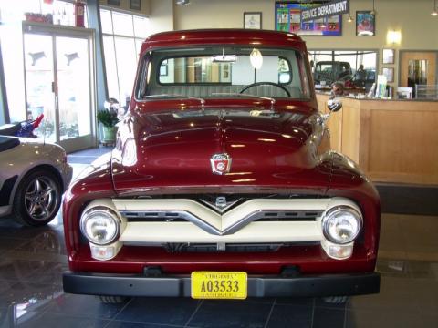 Dark Red Metallic Ford F100 Pickup Truck.  Click to enlarge.