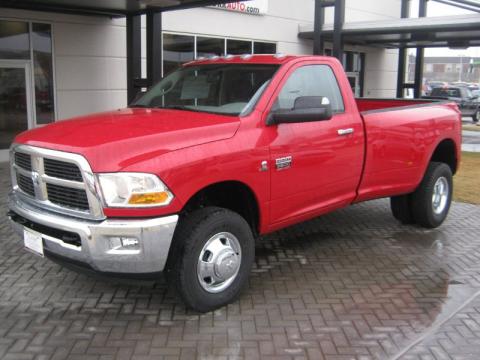 Flame Red Dodge Ram 3500 HD SLT Regular Cab 4x4 Dually.  Click to enlarge.