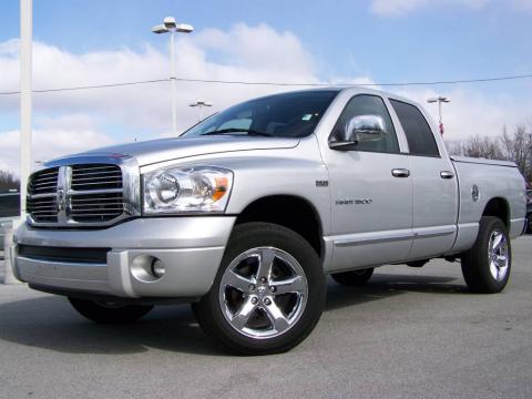 Bright Silver Metallic Dodge Ram 1500 Laramie Quad Cab 4x4.  Click to enlarge.