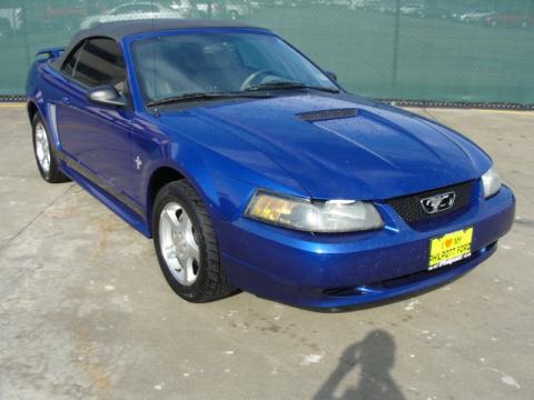 Sonic Blue Metallic Ford Mustang V6 Convertible.  Click to enlarge.