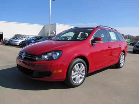 Tornado Red Volkswagen Jetta TDI SportWagen.  Click to enlarge.