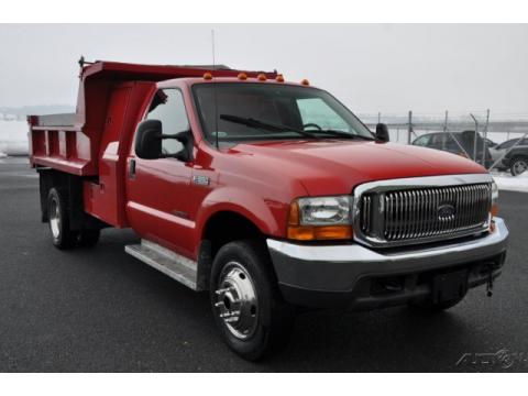 Red Ford F550 Super Duty XL Regular Cab 4x4 Dump Truck.  Click to enlarge.