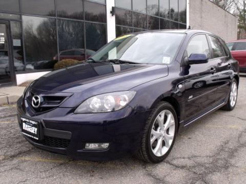 Stormy Blue Mica Mazda MAZDA3 s Touring Hatchback.  Click to enlarge.