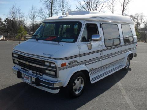 White Chevrolet Chevy Van G20 Passenger Conversion.  Click to enlarge.