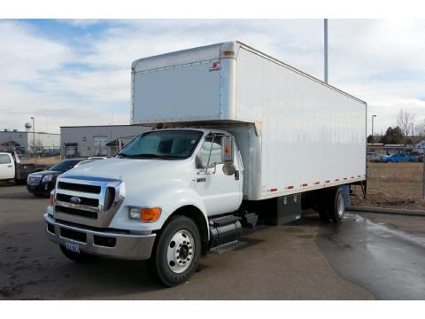 Oxford White Ford F750 Super Duty XL Chassis Regular Cab Moving Truck.  Click to enlarge.