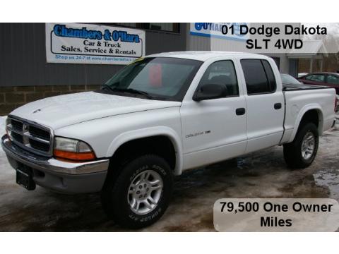 Bright White Dodge Dakota SLT Quad Cab 4x4.  Click to enlarge.