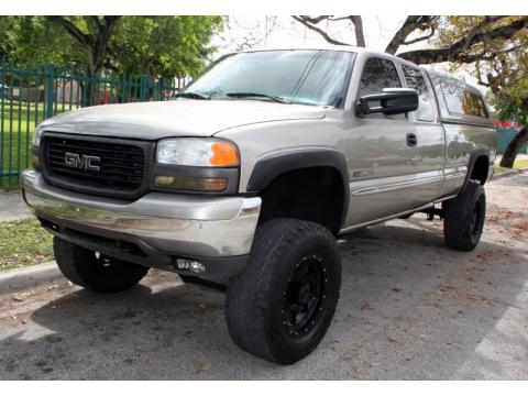 Pewter Metallic GMC Sierra 2500 SLT Extended Cab 4x4.  Click to enlarge.