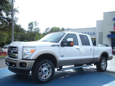 White Platinum Tri-Coat Metallic Ford F350 Super Duty King Ranch Crew Cab 4x4.  Click to enlarge.