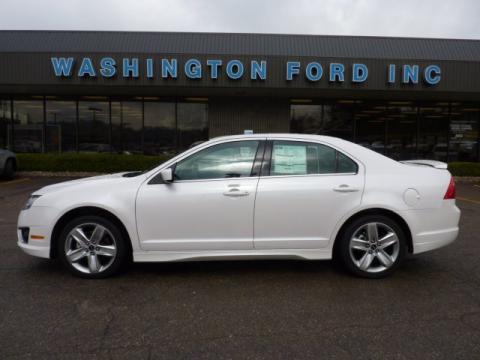 White Platinum Tri-Coat Ford Fusion Sport AWD.  Click to enlarge.