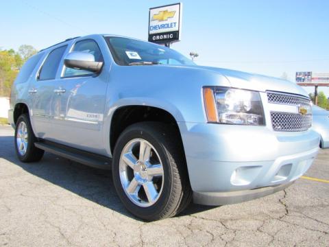 Ice Blue Metallic Chevrolet Tahoe LTZ.  Click to enlarge.