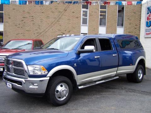 Deep Water Blue Dodge Ram 3500 Laramie Crew Cab 4x4 Dually.  Click to enlarge.